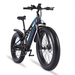 Shengmilo Bici elettriches Shengmilo -MX03 - Sospensione completa per bicicletta elettrica da neve, mountain bike, 26 pollici, 4, 0 Fat Tire ebike 48 V x 17 Ah batteria al litio