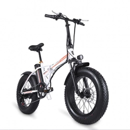 Shengmilo Bici elettriches Shengmilo MX20-Bicicletta elettrica con pneumatici grassi da 20 * 4.0 pollici, motore da 500w, mountain bike da neve, bicicletta elettrica pieghevole a 7 velocità, Batteria Li 48V 15ah (Bianco)