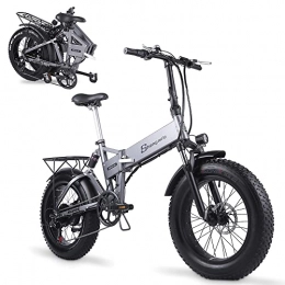 Shengmilo Bici elettriches Shengmilo -MX21 Foldable Electric Bicycle, 20'' 4.0 Fat Tire, 48v 13AH Battery, Full Sospensione Mountain Bike Electric Bicycle Beach Cruiser Bike