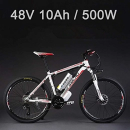 SMLRO Bici elettriches SMLRO 26"bicicletta elettrica della lega di alluminio della batteria al litio 48V 500W, bici elettrica di 27 velocit, MTB / mountain bike, adotta i freni a disco dell'olio (10Ah Rosso Bianco)