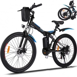 Speedrid Bici elettriches Speedrid Bicicletta elettrica pieghevole, bici elettrica per adulti 26'' mountain bike elettrica con doppio assorbimento degli urti, 250W Ebike Shimano 21 velocità, 36V 8Ah rimovibile batteria