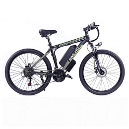 T-XYD Mountain Bike Ibrida, Bicicletta elettrica per Adulti 48V 350W, 21 velocità variabile 26 Pollici, Snow Road Cruiser Moto con fari a LED,Black Green