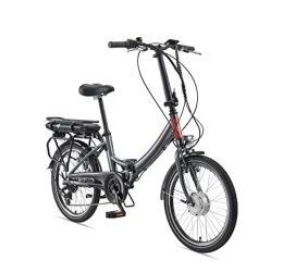Telefunken Bici TELEFUNKEN Bicicletta elettrica pieghevole in alluminio, cambio a catena Shimano a 7 marce, pedelec pieghevole, leggera, 250 W e 10, 4 Ah / 36 V, batteria agli ioni di litio, display LCD, 20 pollici,