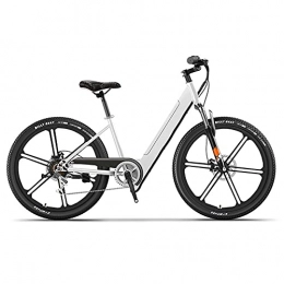 TGHY Bici elettriches TGHY Bicicletta da Città Elettrica per Adulti E-Bike per Pendolari da 26 Pollici Motore 36V 250W Pedalata Assistita Batteria Rimovibile da 10Ah 21 velocità 3 modalità di Guida, Bianca