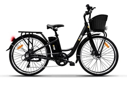 The One Bici elettriches the one Bicicletta Elettrica City Bike a Pedalata Assistita 26" 250W Light Nera Unisex Adulto, Black, DET