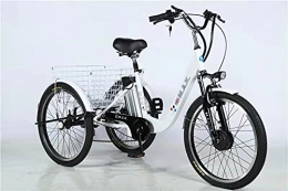 Miaoyou Bici elettriches Triciclo elettrico per anziani con batteria al litio da 24 pollici 48V, pedalata assistita a tre ruote con funzione cestino, 1 velocità, adatto per la spesa al supermercato, shopping al mercato