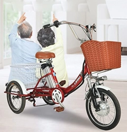 Aoyo Bici Tricycle Home Piccolo Pedale Anziano Anziano Pedale Elettrico Manodopera Triciclo Esercizio di Triciclo, Rosso 48v20ah, 60 Km La Durata della Batteria