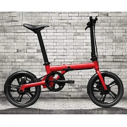 FJW Bici Unisex Bicicletta elettrica Lega di alluminio Bicicletta ibrida 16 "Wheels Pedal Assisted Bicicletta pieghevole Batteria agli ioni di litio da 36 V con freni a disco (batteria al litio rimovibile), Red