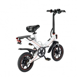 OUXI Bici V5 Bici elettrica, bici elettriche per Aldults Pieghevole Pieghevole Velocità massima 25 km / h Batteria al litio 48v 10Ah 400W Bicicletta elettrica da 14 pollici per adolescenti da donna(Bianca)