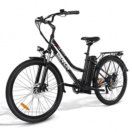 VARUN Bici VARUN Bicicletta elettrica da 26 pollici, per uomo e donna, Shimano a 7 marce, con motore da 250 W, 36 V, 10, 4 Ah, batteria agli ioni di litio per adulti (nero)