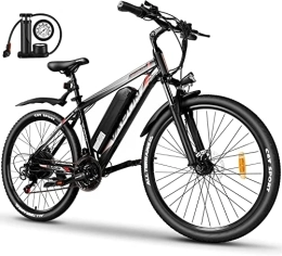 VARUN Bici elettriches VARUN Mountain bike da 26 pollici, 250 W E, 36 V, 10, 4 Ah, batteria da uomo, cambio Shimano a 21 marce, bicicletta elettrica da donna, 50 KM Pedelec con chiave (rosso)