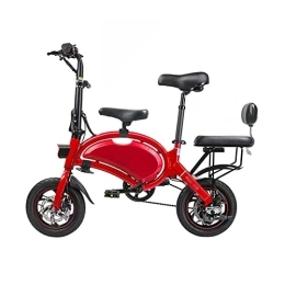 WASEK Bici Veicoli elettrici intelligenti, Veicoli elettrici genitore-figlio, Veicoli elettrici con sedile retrattile, Biciclette elettriche con luci (red A)