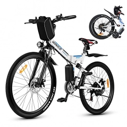 Vivi Bici elettriches Vivi Bicicletta elettrica da uomo e da donna, 26 pollici, mountain bike, 350 W, 36 V, 10 Ah, batteria al litio e Shimano a 21 marce, colore bianco