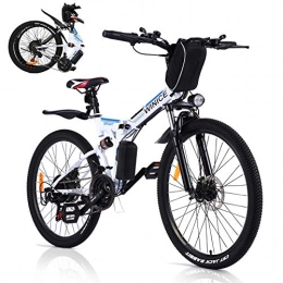 Vivi Bici elettriches Vivi Bicicletta elettrica Mountain Bike elettrica per Adulti, Bici elettrica Pieghevole da 26 '' Motore da 250 W con Batteria agli ioni di Litio da 36 V 8 Ah, Cambio a 21 velocità (White)