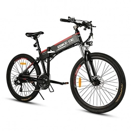 Winice Bici elettriches Winice 26" bicicletta elettrica, 6V / 8Ah batteria elettrica Commuter Bike, 250W Brushless Motor Folding Electric Bicycle, 7-Speed Gear E-bike con 3 modalità di guida (nero e rosso)