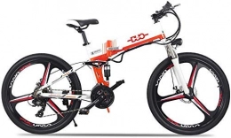 WJSW Bici elettriches WJSW Bicicletta elettrica Pieghevole, Mountain Bike da 26 Pollici con Batteria al Litio Rimovibile e Display LCD (Bianco)