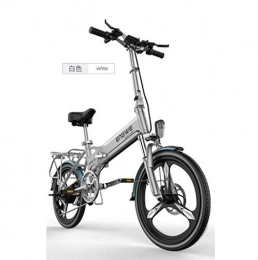WXJWPZ Bici elettriches WXJWPZ Bicicletta Elettrica Pieghevole Bicicletta Elettrica da 20 Pollici Bicicletta Elettrica Pieghevole in Alluminio 400W Potente Batteria Mottor 48V10A 32km / H, White