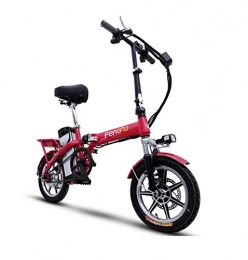 WXJWPZ Bici WXJWPZ Bicicletta Elettrica Pieghevole Bicicletta Elettrica Portatile da 14 Pollici Batteria Rimovibile Due Freni A Disco Bici Elettrica Mini Adulto E Bici, Red