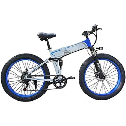 WXX Bici elettriches WXX Adulti Elettrico Pieghevole Mountain Bike, 48V / 8Ah / 350W agli ioni di Litio Batterysnow Bike, 26" Bicicletta elettrica, per Outdoor Ciclismo Esercizio, White Blue