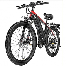 WXX Bici elettriches WXX Bici Elettrica della Montagna con Il Sedile Posteriore, 26"21 velocità Impermeabile Bici Elettrica, 400W con Rimovibile 48V 13Ah agli Ioni di Litio della Bicicletta Ebike, Black Red, 48V 10.4AH
