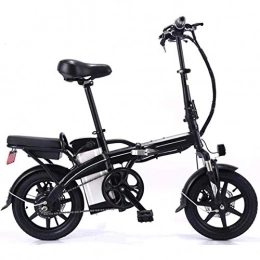 WXX Bici elettriches WXX Bicicletta Elettrica Pieghevole per Adulti da 14 Pollici con Batteria Rimovibile Bicicletta da 350 W Adatta per La Guida All'aperto, Nero, 10AH
