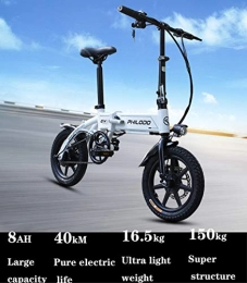 XHHXPY Bici XHHXPY Bicicletta Elettrica Pieghevole, Motore Batteria Ultraleggera Ultraleggera da 14 Pollici A 36V da Uomo E Donna per Ciclomotore, White
