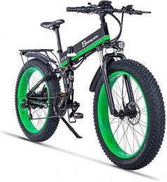 XXCY Bici elettriches XXCY 1000W ebike Fat Tire Bici elettrica Pieghevole Mountain Bike 26 'Full Suspension 48V12AH 21 Pedali Assist … (Green)