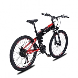 YIZHIYA Bici elettriches YIZHIYA Bicicletta Elettrica, 27, 5" Bicicletta elettrica da Montagna Pieghevole per Adulti, E-Bike 21 velocità, Doppio Sistema di Assorbimento degli Urti, 3 modalità di Lavoro, Black Red, 48V 500W 9AH