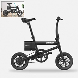YXYBABA - Bicicletta elettrica pieghevole, 250 W, motore per bicicletta pieghevole, 25 km/h, bicicletta elettrica per adulti, con ruote da 12", batteria 36 V 6.0 Ah, sedile regolabile nero