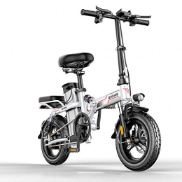 ZHXH Bici elettriches ZHXH Smart Pieghevole Bici elettrica 14inch Mini Bicicletta elettrica 48V25A / 32A LG Batteria al Litio Città 350W Potente Montagna, Bianca, 48V21A