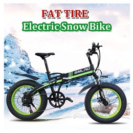 ZJGZDCP Bici elettriches ZJGZDCP 35 km 350W Bici elettrica Fat Tire Snow Mountain Bike 48V 10Ah Batteria Rimovibile / h E-Bike 26inch 7 velocità □□ Adulto Uomo Foldign Bicicletta elettrica (Colore: Verde)
