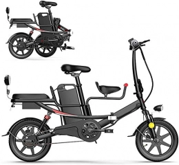 ZJZ Bici elettriches ZJZ Bicicletta elettrica Pieghevole da 14"per Adulti, Bicicletta elettrica da 400 W, Bici per pendolari, Batteria al Litio Rimovibile 48V, Nera, 8AH