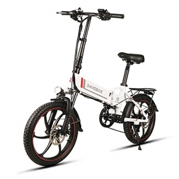 ZWHDS Bici ZWHDS Bicicletta elettrica Pieghevole da 20 Pollici - 4 8V 10.4AH. Motore Elettrico per Biciclette per Biciclette 350W Motore Combinato con cerchione Assist Bicicletta elettrica (Color : White)