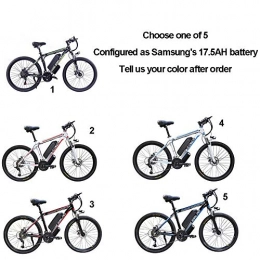 ZXL Bici elettriches ZXL Biciclette Elettriche per Adulti, Bici in Lega Di Alluminio 360W Rimovibile 48V / 10Ah Batteria Agli Ioni Di Litio Mountain Bike / Pendolare Ebike, Bianco Rosso, Samsung '17.5Ah