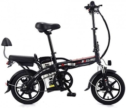 ZY Bici ZY 14 Pollici Pieghevole Bicicletta elettrica, Bicicletta elettrica di Alluminio Leggero della Batteria al Litio 48V 350W Ebike Mobile 2 E Bicycle Wheel QU526 (Colore: Bianco) LOLDF1 (Color : Black)