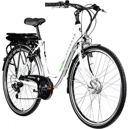 Zündapp Bici Zündapp E Bike 700c Pedelec Z503 - Bicicletta elettrica da donna, 28 pollici, bianco / verde, 49 cm