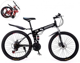 AYDQC Bici 24 pollici doppio assorbimento degli urti bicicletta pieghevole, unisex ad alto tenore di carbonio in acciaio variabile velocità mountain bike 6-11, nero, 24" (27 velocità) fengong (colore : nero)