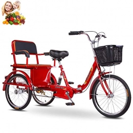 Dongshan Bici pieghevoli 3 ruote bicicletta adulto triciclo 20 pollici pieghevole corpo in acciaio ad alto tenore di carbonio singola catena bicicletta da equitazione umana sedile posteriore confortevole più carrello della