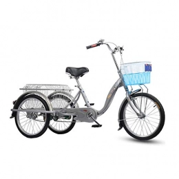 3 Ruote Single Speed ​​Triciclo Trike Bicicletta Cycling con Carrello for Adulti e Anziani, Adulti Tricicli Comfort Bike Outdoor Sports City Urbano Biciclette, Blocco 100kg capacità (Color : Gray)