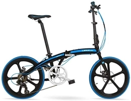 Aoyo Bici 7 Velocità bicicletta pieghevole, adulti unisex 20" Biciclette pieghevoli Light Weight, Telaio lega di alluminio leggero portatile pieghevole biciclette, (Color : Blue)
