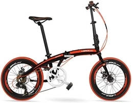 Aoyo Bici 7 Velocità bicicletta pieghevole, adulti unisex 20" Biciclette pieghevoli Light Weight, Telaio lega di alluminio leggero portatile pieghevole biciclette, (Color : Red)