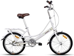 Aoyo Bici pieghevoli Adulti 20" Biciclette pieghevoli, Light Weight Folding Bike Con posteriore Carry Rack, Single Speed ​​pieghevole Compact biciclette, Telaio lega di alluminio, (Color : White)