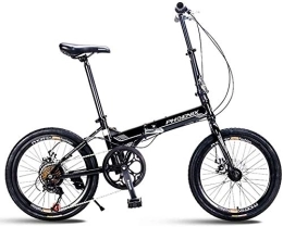 Aoyo Bici pieghevoli Adulti Biciclette pieghevoli, 20" 7 Velocità freno a disco Mini pieghevole biciclette, -alto tenore di carbonio in acciaio leggero portatile telaio rinforzato Commuter Bike, (Color : Black)