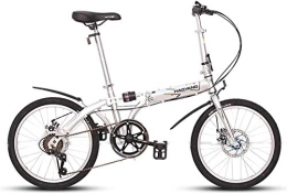 Aoyo Bici Adulti biciclette unisex pieghevole, 20" 6 velocità alto tenore di carbonio in acciaio pieghevole biciclette, leggero portatile doppio freno a disco pieghevole Città della bici (Color : White)