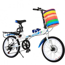 AISHFP Bici Adulti Pieghevole per Mountain Bike, Double Disc Brake Portatile City Bike, Biciclette a velocità variabile, con bollitore / Kettle Rack / Carrello / cappelliera, C