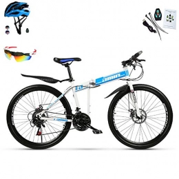 AI-QX Bici AI-QX Mountain Bike Pieghevole, Cambio 30 velocità, 26 Pollici, Blu