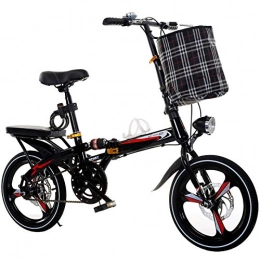 AMEA Bici Amea, bici pieghevole da 16 pollici / 20 pollici con una ruota singola velocità, portatile da uomo e donna, con telaio in acciaio leggero, bici da città, nero, 40, 6 cm