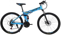 ANGEELEE Bici pieghevoli ANGEELEE Mountain Bike Pieghevole da 24 Pollici per Adulti e Adolescenti - Bicicletta MTB Pieghevole da 21 Pollici da 24 Pollici con Sospensione Completa-Blu