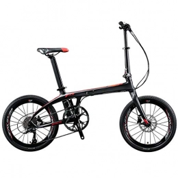 AQAWAS Bici AQAWAS 20-inch Adulti Folding Bike, 9-velocità Leggero Alluminio Pieghevole Compatto Biciclette, con Anti-Skid e Tiro Resistente all'Usura, Grande per Urban Riding, Red