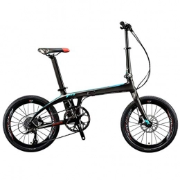 AQAWAS Bici pieghevoli AQAWAS 9-velocità per Adulti Folding Bike, da 20 Pollici Pieghevole Compatto Biciclette, con Anti-Skid e Tiro Resistente all'Usura, Grande per Urban Riding e Il pendolarismo, Blue